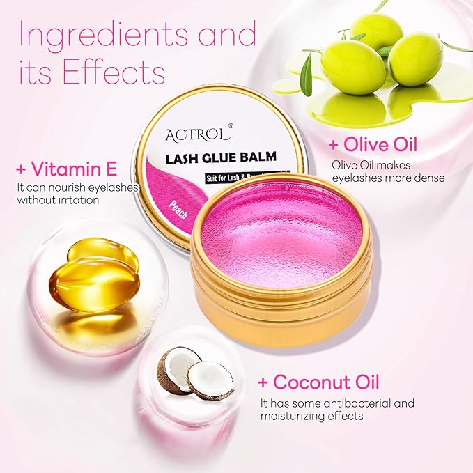 Lash Lift Glue Balm Eyelash Lifting Perm Peach Strong Hold Lash&Brow Perm Glue Balm Brow Adhesive Powerful Sticky Brow Lamination 0.35Oz/10G