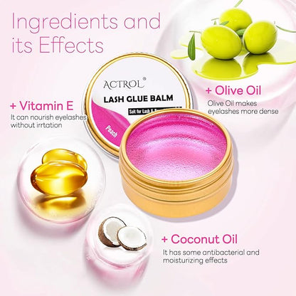Lash Lift Glue Balm Eyelash Lifting Perm Peach Strong Hold Lash&Brow Perm Glue Balm Brow Adhesive Powerful Sticky Brow Lamination 0.35Oz/10G