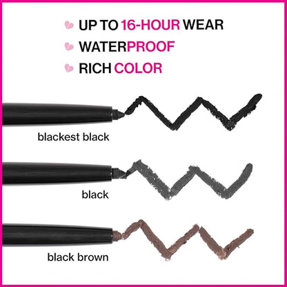 wet n wild Mega Last Breakup Proof Eyeliner, Quick Drying, Waterproof, 16-Hour Wear - Cruelty-Free & Vegan - Black (Pack of 2)