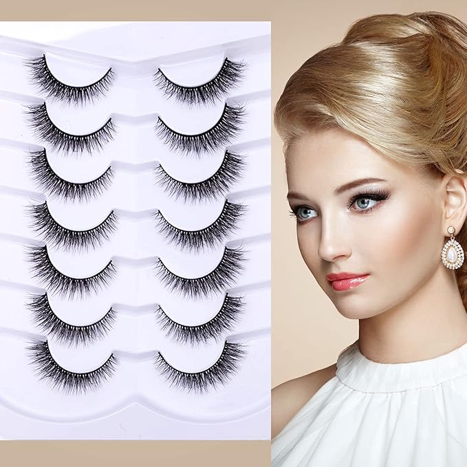 Cat Eye Natural Lashes Wispy False Eyelashes Short Fluffy Fake Lashes - 7 Pairs, ZG69