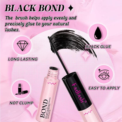 FASLASH Bond and Seal Lash Glue 12ML Lash Cluster Glue Lash Bond and Seal Waterproof Eyelash Glue for Eyelash Extensions Hold 48-72 Hours