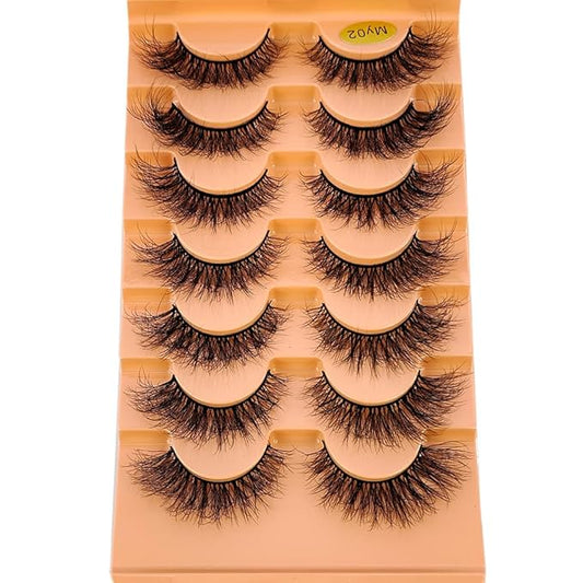 HBZGTLAD NEW 7pairs Cat eye Eyelashes 3D Natural False Lashes 5d Fluffy Soft Cross Manga Lashes Wispy Natural Eyelash Extension Makeup (MY-02)