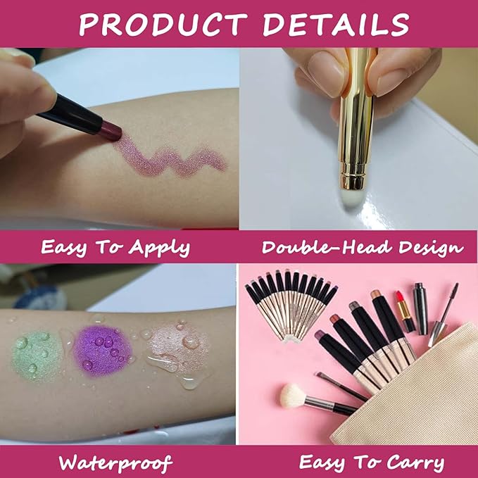 White Eyeshadow Stick Eyeliner Makeup Cream Shimmer Smooth Glitter Eyeshadow Pencil Base Primer Hypoallergenic Waterproof Long Lasting Eye Shadow Highlighter Stick Multi-Dimensional Eyes Look 01