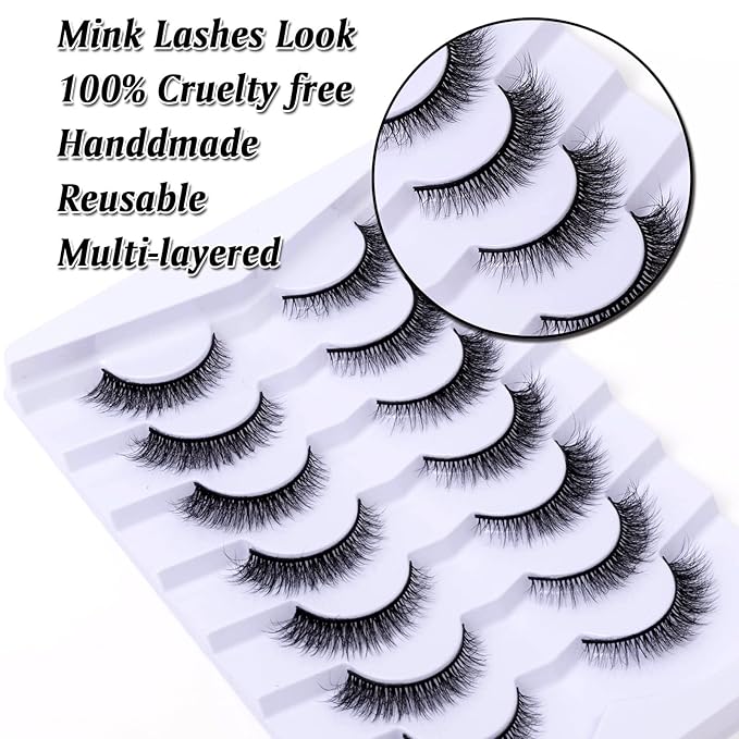 Cat Eye Natural Lashes Wispy False Eyelashes Short Fluffy Fake Lashes - 7 Pairs, ZG69