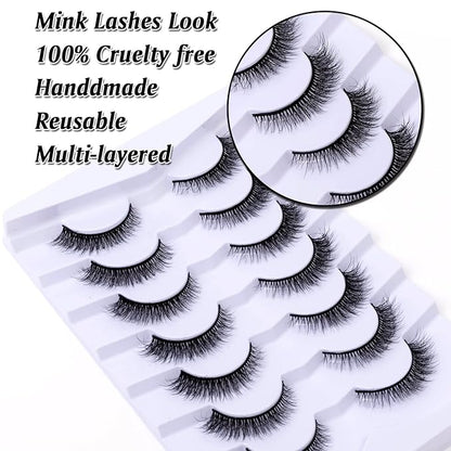 Cat Eye Natural Lashes Wispy False Eyelashes Short Fluffy Fake Lashes - 7 Pairs, ZG69