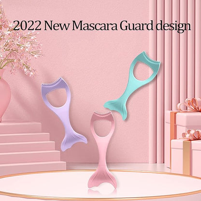 SHANPIN Silicone Winged Eyeliner Stencil Makeup, Mermaid Mascara Guard Upper Lower Eye Eyeliner Tape Lash Mascara Guard Applicator Eyelash Comb Cosmetic Tool, Reusable Makeup Eyelash Tool, Detachable