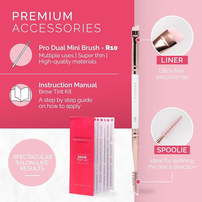 RB RENATA BEAUTY Brow Tint Kit – Eyebrow Tint Set – Dye Kit with Color Tint, Cream Developer and Styling Brush – Long-Lasting Effect Up to 4 Weeks – 30 Applications [Graphite]