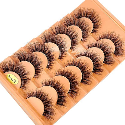 HBZGTLAD NEW 7pairs Cat eye Eyelashes 3D Natural False Lashes 5d Fluffy Soft Cross Manga Lashes Wispy Natural Eyelash Extension Makeup (MY-02)