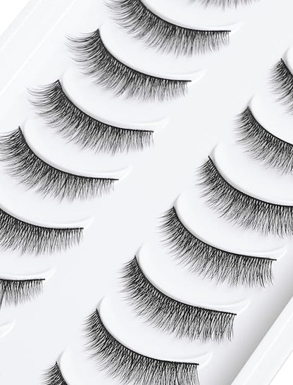 Natural Lashes Short Lashes Natural Eyelashes Natural Look False Eyelashes Wispy Lashes for Samll Eyes Fake Eyelashes 10 Pairs 10mm Bluebell