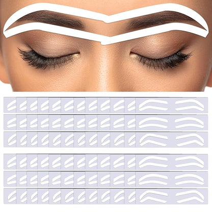 24Pairs Eyebrow Stencil Stickers Disposable, Adhesive Eye Brow Stencils for Women, 3Shapes Eyebrow Tape Strips, Airbrush Eyebrow Stencils Mapping Shaping Guides Brow Template for Tinting Makeup