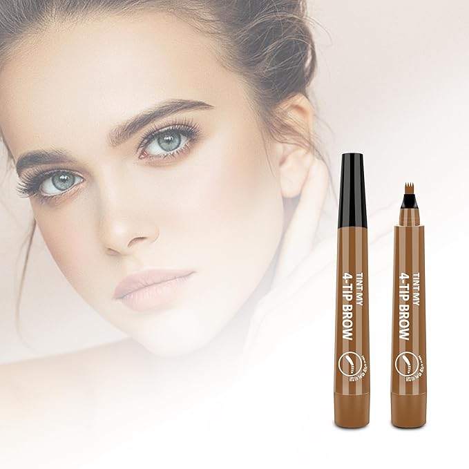 2024 New Magic Eyebrow Pencil, 3D Waterproof Microblading Eyebrow Pencil Contouring Pen, 4-point Brow Lifter, Natural Fine Stroke Microblading Eyebrow Pencil(Light Brown)