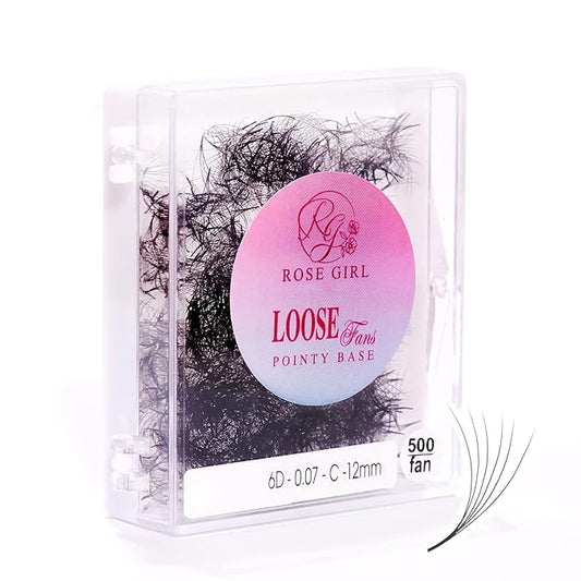 Loose Promade Fans - Natural Look Handmade Volume Eyelashes From 3D To 16D - C CC D DD Curl - False Lashes Extensions - Thickness 0.03~0.1 mm - 8~20 mm Length(6D-0.07-C (13mm))