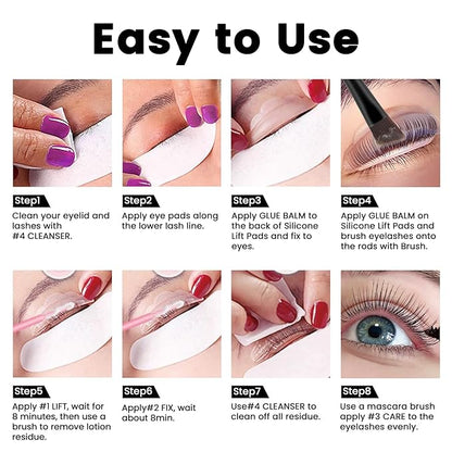 Libeauty Lash Lift Kit with Lash Glue Balm, 2-in-1 Eyelash Perm Kit, 4-6 Weeks Eyelash Lift & Eyebrow Lamination, Complete Tools for Beginners & Professionals