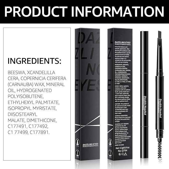 Eyebrow Pencil Brown Brow Pencil - Waterproof Eyebrow Makeup Brow Pen, Eyebrow Pen with Multi Function Eyebrow Brush, Long-Lasting & Smudge-Proof Eye Brow Pencils for Women Natural Brows (Brown)