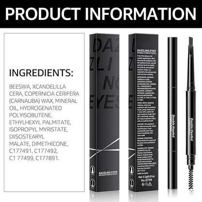 Eyebrow Pencil Brown Brow Pencil - Waterproof Eyebrow Makeup Brow Pen, Eyebrow Pen with Multi Function Eyebrow Brush, Long-Lasting & Smudge-Proof Eye Brow Pencils for Women Natural Brows (Brown)