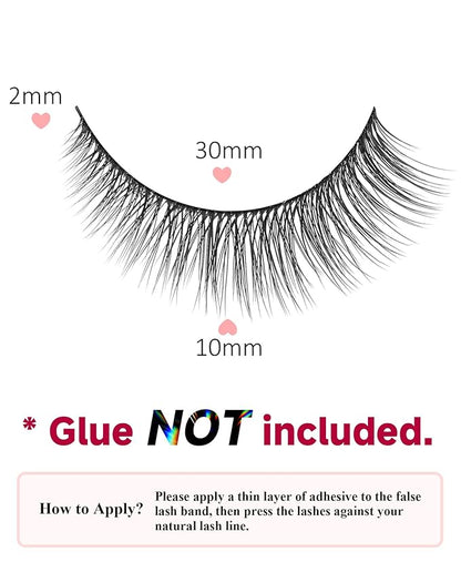Natural Lashes Short Lashes Natural Eyelashes Natural Look False Eyelashes Wispy Lashes for Samll Eyes Fake Eyelashes 10 Pairs 10mm Bluebell