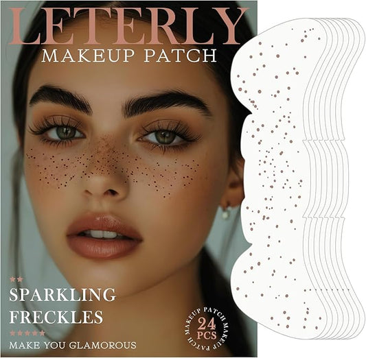 24 Pcs Glitter Freckles Face Tattoo,Brown Face Glitter Makeup Patches Cute Sparkle Freckles Patches Waterproof Makeup Speckles for Face Accessories for Women Girls