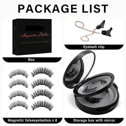 Reusable Magnetic Eyelashes – 4 Pairs Natural Look False Lashes with Easy Applicator, No Glue or Eyeliner Needed, Comfortable & Waterproof for All-Day Wear