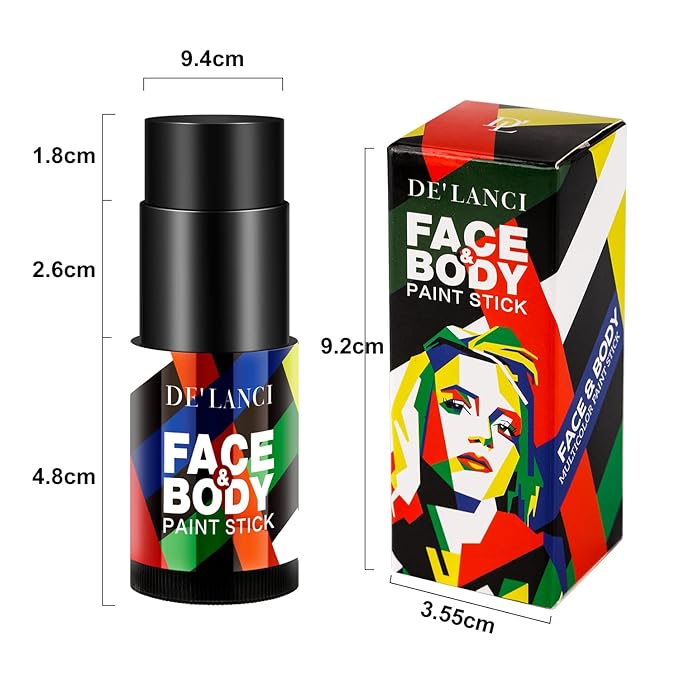 Black Face Body Paint Stick Makeup, Cream Blendable Painting Sticks, Halloween Make up SFX Special Effects Clown Zombie Vampire Skeleton Cosplay Costume Parties Football Face Body Paints, Black