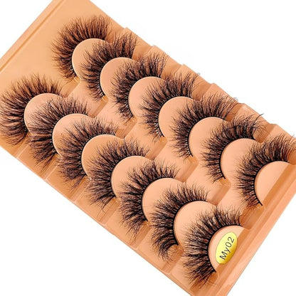 HBZGTLAD NEW 7pairs Cat eye Eyelashes 3D Natural False Lashes 5d Fluffy Soft Cross Manga Lashes Wispy Natural Eyelash Extension Makeup (MY-02)