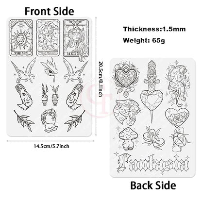 TgoBeauty Men Women Double Sides Designs Tiny Tattoo Practice Skin 1.5mm Thickness Fine Line Practice Skin with Light Gray Lines (3pcs White Tattoo Skins)