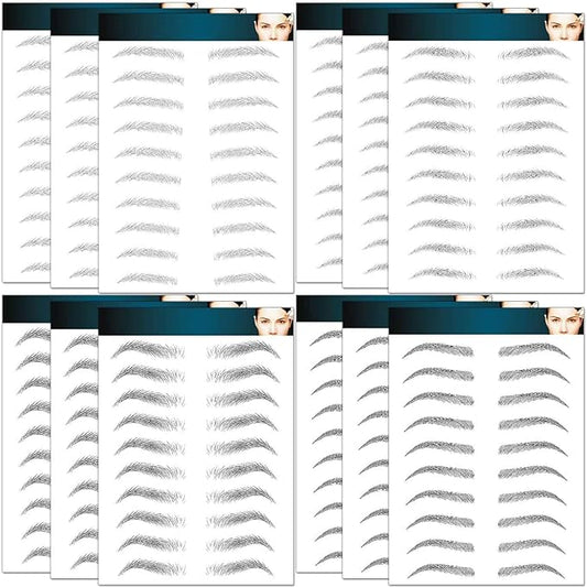 12 Sheets Eyebrows Tattoo Waterproof, 120 Pairs Eyebrow Tattoo Stickers Temporary Eyebrow Tattoos for Women & Girl, Fake Eyebrows Peel Off False 4D Hair-like Instant Transfer Brows