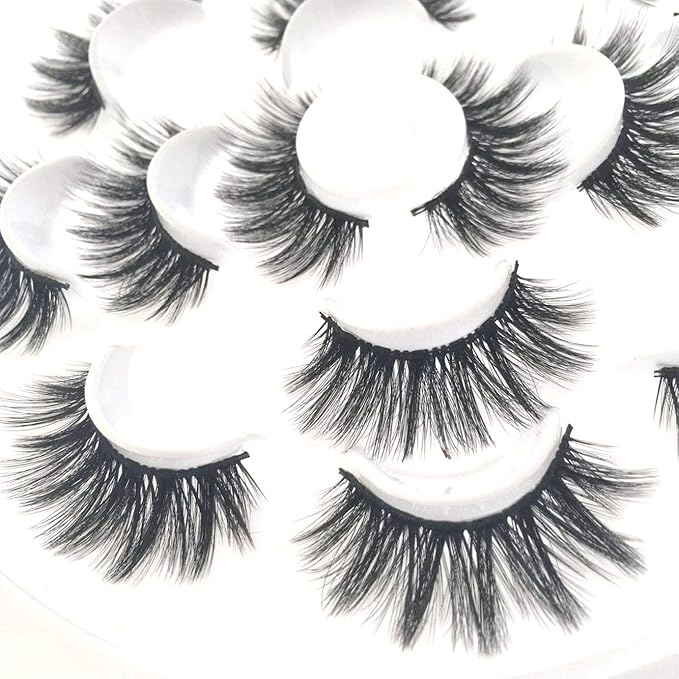 Sunniess 5D Volume False Eyelashes Faux Mink Soft Lashes Makeup Long Cross Handmade Reusable Fake Eyelashes