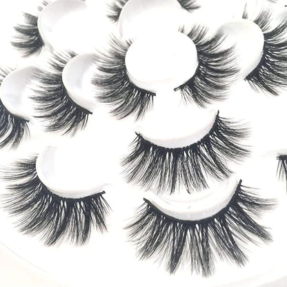 Sunniess 5D Volume False Eyelashes Faux Mink Soft Lashes Makeup Long Cross Handmade Reusable Fake Eyelashes