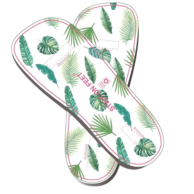 60 Pairs(120feets) Disposable Stick on Feet Pads for Sunless Airbrush Spray Tanning Palm Leaf Pattern From Fashionable Design