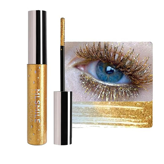 Glitter Mascara Gold Eyelash Waterproof Long Lasting Diamond Glitter Lashes Stage Party Wedding Music Festival Eyes Makeup (02, #)