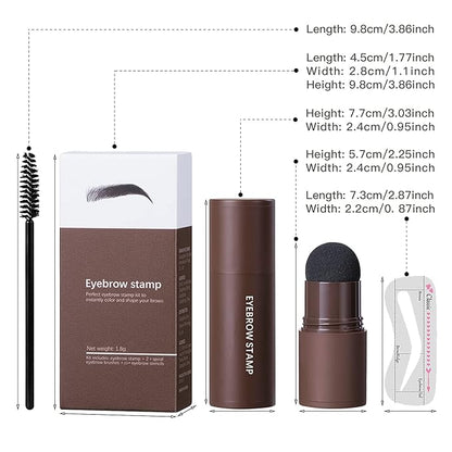 Eye-Brow Stamp Stencil Kit, Waterproof Brow Stamp Shaping Kit Eyebrow Definer, Eyebrow Filling Powder Stamp, Women Makeup Tools with 10 Reusable Eyebrow Stencils, 2 Eyebrow Brushes(Natural Brown)