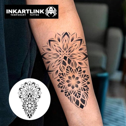 Tattoo Tech, 2 Sheets Extra Large Semi Permanent Tattoo, Temporary Tattoos, Last 1-2 Weeks, Waterproof, Realistic Look, No Adhesive, （henna)318