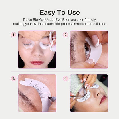 Curacoro Biogel Eye Pads for Lash Extensions, Soft Sticky Under Eye Patches for Sensitive Skin, Eyelash Perm Lamination, Lash Extension Remover Supplies (10 Pairs)