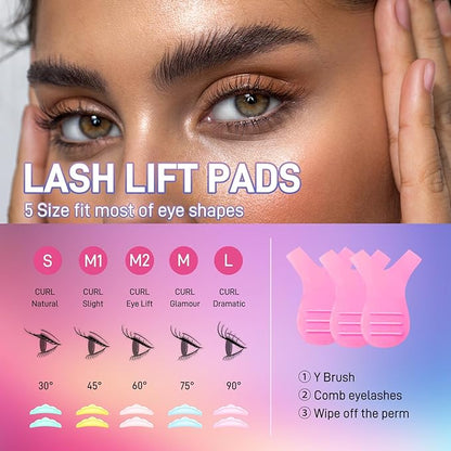 Lash Lift Kit & Brow Lamination Kit 2 IN 1, Semi-Permanent Eyebrow Lamination Kit & Eyelash Perm Kit, Quick Curling Perming with Complete Tools DIY, Salon & Home Use, Lasts for 4-6 Weeks