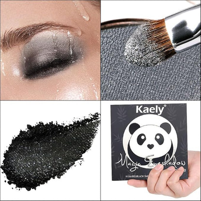 Black Grey Smokey Eyeshadow Palette,Highly Pigmented Matte Black White Gray Silver Smoky Eye Shadow,9Colors Cool Toned Eyeshadow Palette Black Radiance Eyeshadow Long Lasting Eye Makeup for Goth Look