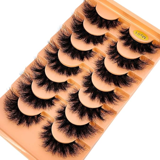 HBZGTLAD NEW 7pairs Cat eye Eyelashes 3D Natural False Lashes 5d Fluffy Soft Cross Manga Lashes Wispy Natural Eyelash Extension Makeup (MY-01)