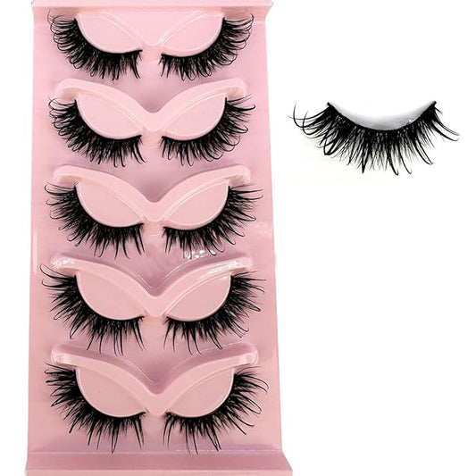 HBZGTLAD New 3D Cat-Eye Mink Eyelashes Curled Winged Natural Realistic Messy End Eye Elongated Thick False Eyelashes Soft Fake Eyelashes (021)