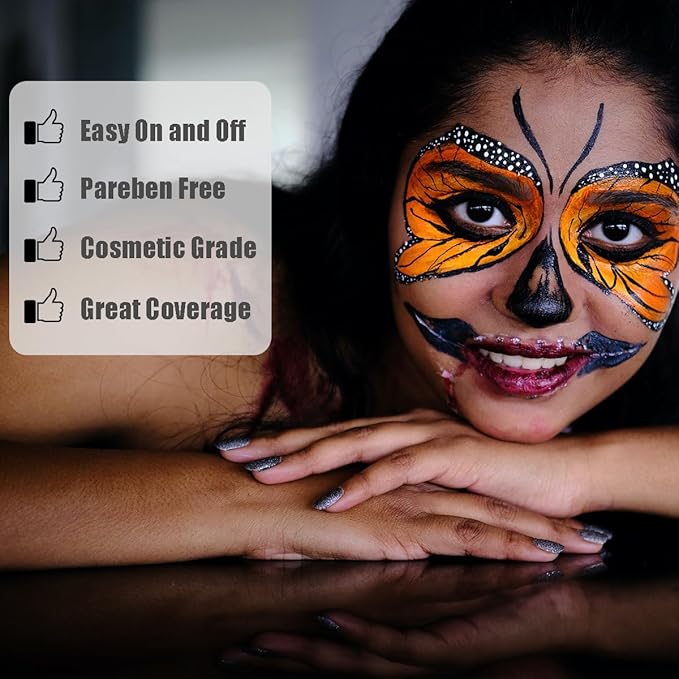 Bowitzki 30g Professional Face Paint Body Paint Water Based Face painting Makeup Safe for Kids and Adults Split Cake Single Color (Neon Red)