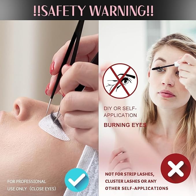Lash Extension Glue 0.5S Drying Time Waterproof Lashes Glue for Eyelash Extensions 7-8 Weeks Retention Strong Hold Long Lasting Black Eyelashes Adhesive Professional Use Only