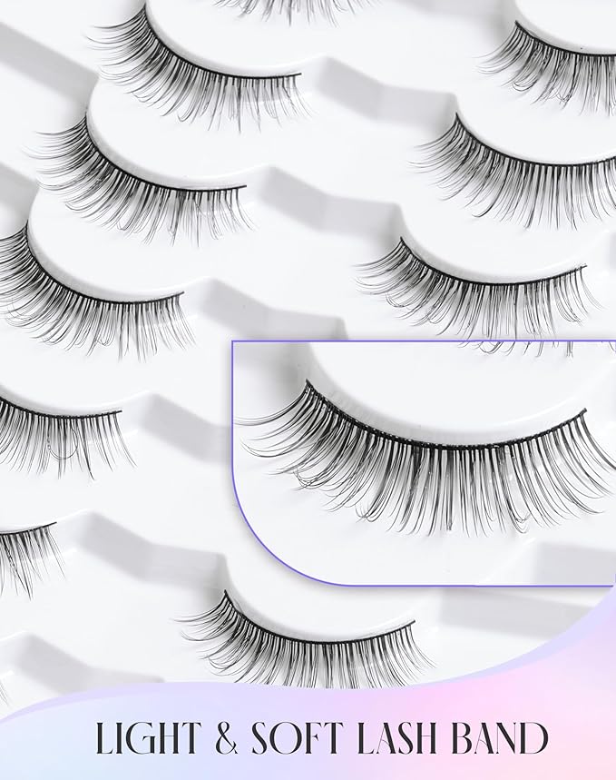 Natural Lashes Short Lashes Short Eyelashes Natural Look Small Lashes Wispy False Eyelashes Natural Fake Eyelashes for Small Eyes 9mm K15