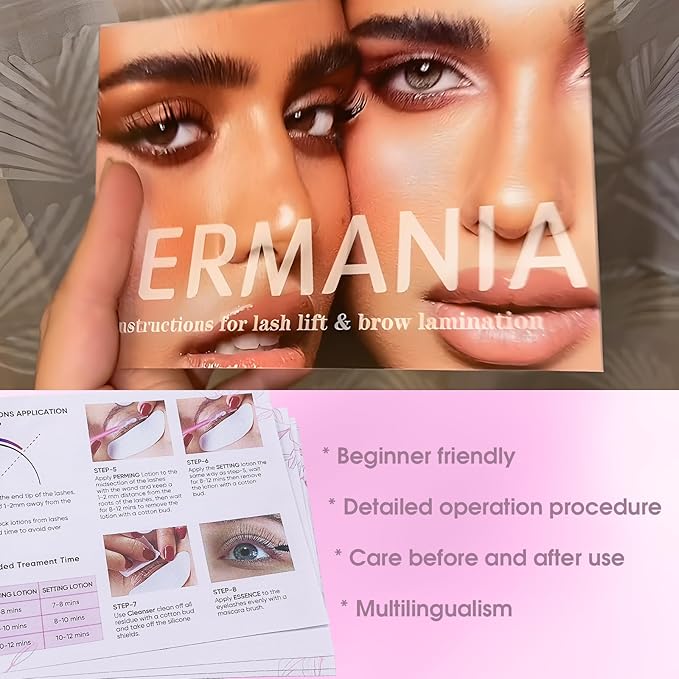 PERMANIA Lash Lift Kit, Professional Eyelash Perm Kit for Beginners Friendly Last up to 6 Weeks Salon Grade Brow Lamination Kit with Lash Lift Glue