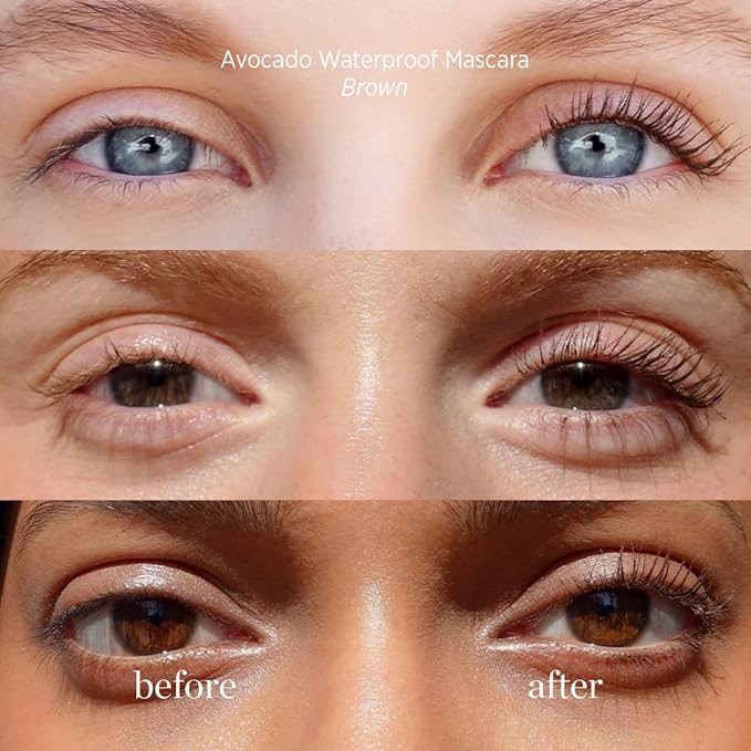 Ere Perez - Avocado Waterproof Brown Mascara + Aloe Gel Lash Eyebrow Mascara BUNDLE | Sensitive Eye Safe, Vegan, Cruelty-Free Clean Beauty