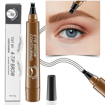 3PCS Eyebrow Pen, 2025 New Upgraded Waterproof Eyebrow Pen with 4-Prong Micro-Fork-Tip Applicator, Liquid Eyebrow Pen for Women Creates Natural Looking Brows Effortlessly, LT+DK+Brown