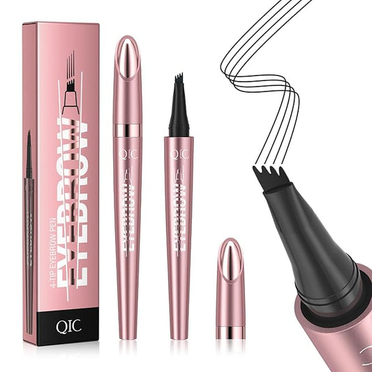 QIC 3D Waterproof Microblading Eyebrow Tattoo Pencil 4 Fork Tip,Microblading Eyebrow Pen Magic Eyebrow Pencil Microblade Eyebrow Pencil with Micro-Fork Tip (Black)