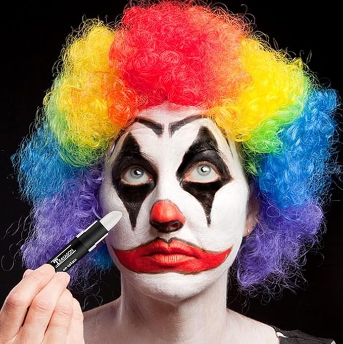 Go Ho Clown White Cream-Blendable Stick - Eye Black Stick,Face Body Paint Professional SFX Makeup,Safe Facepaint&Lip Smacking White Foundation Makeup