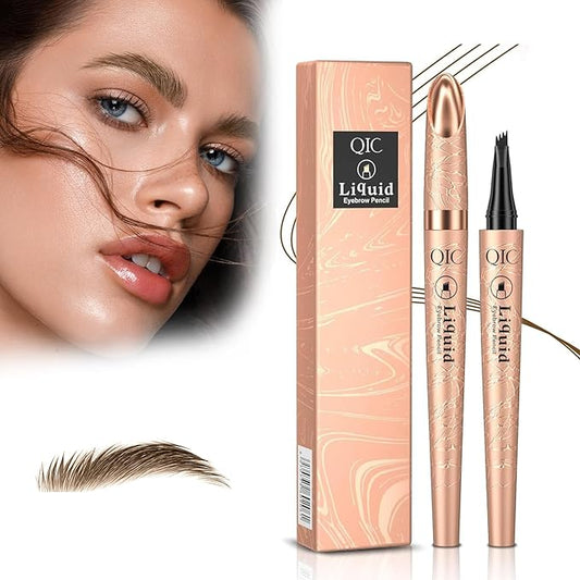 2024 New Magic Eyebrow Pencil, New 3D Waterproof Microblading Eyebrow Pencil Contouring Pen, 4-Tipped Precise Brow Pen, Long-Lasting Natural Fine Stroke Eyebrow Pen (light brown)