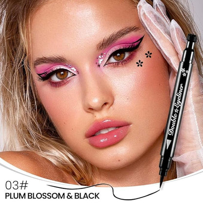 evpct 1Pcs Black Colored Winged Eyeliners Stamp, Black Flowers Face Stamps Makeup Eyeliner Eye Stamp Liners Tool Set Kit for Women Waterproof, Wing Eyeliner Stamp Figures Tool Wingliner Shapes, 03#