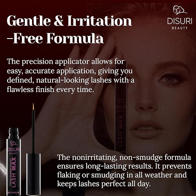 Lash Max Eye Lash Serum Growth (3ML) - Perfect for Everyday Use - Waterproof Eye Lash Serum with Advanced Formula - Safe and Gentle - Get Thicker and More Defined-Looking Lashes