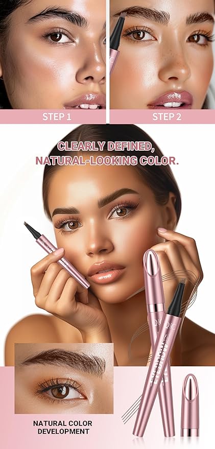 Eyebrow Pencil, Microblade Eyebrow Pen, 4-tip Microblading Eyebrow Pen, Waterproof Eye Brow Pencils for Women, Eye Makeup, Long-Lasting Micro 4-point Brow Pen (Dark Brown)