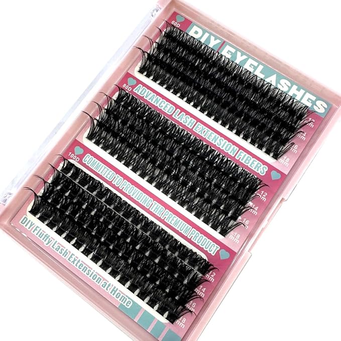 HBZGTLAD Fluffy Cluster Lashes 40D60D80D100D120D Natural Thick Eyelash Clusters D Curl Individual Lashes DIY Eyelashes Extension (216pcs 60D+80D+100D)
